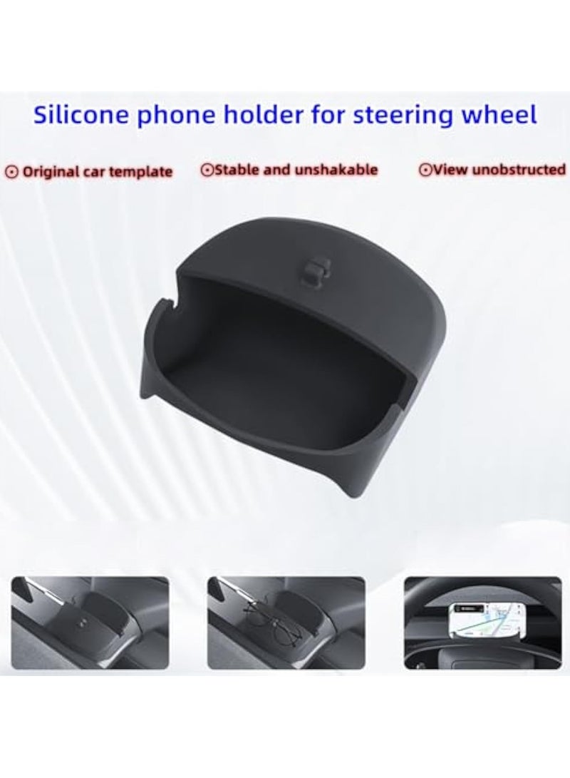 KASTWAVE Center Console Organizer for Tesla 2024 Model 3, Steering Wheel Phone Holder, Steering Wheel Tray, Non Slip Silicone Phone Storage Tray, Dashboard Hidden Tray, Model 3 Accessories - Image 5