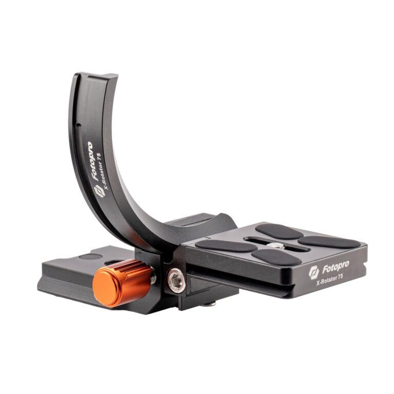 Fotopro حامل كاميرا عمودي X-Rotator 75 | دعم عدسة 64.8 مم أفقي وعمودي، تركيب حلقة العدسة، لوحة تركيب قابلة للدوران لكاميرا DSLR، تناسب لوحة لنوع Arca | الحمولة 3 كجم - Image 1