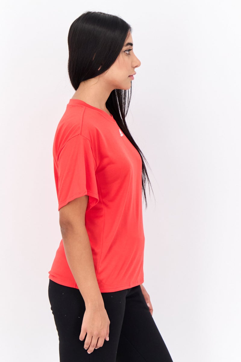 Adidas Women Sportswear Fit Short Sleeves Training T-Shirt, Red - Image 3