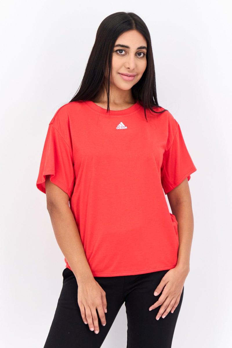 Adidas Women Sportswear Fit Short Sleeves Training T-Shirt, Red - Image 1