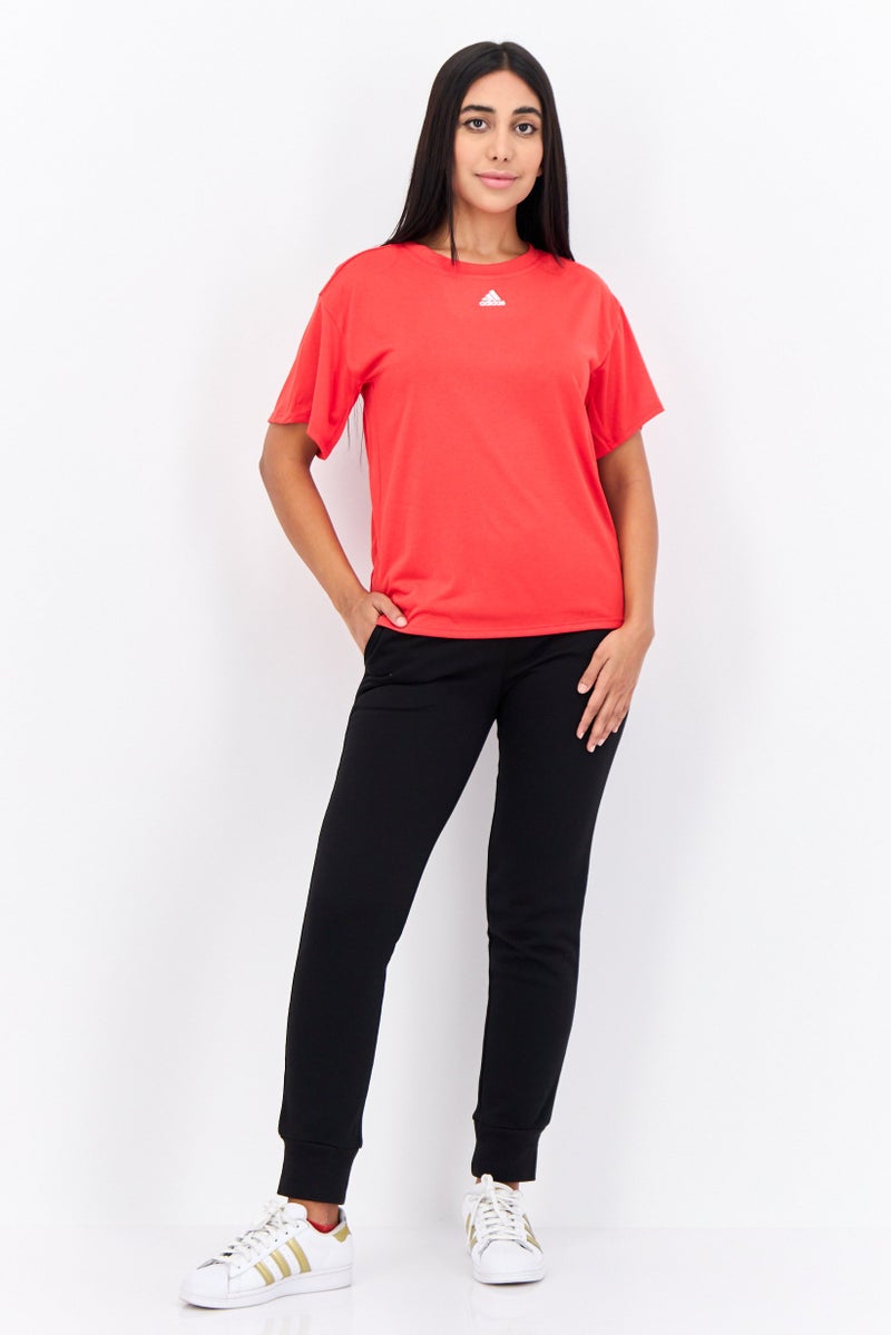 Adidas Women Sportswear Fit Short Sleeves Training T-Shirt, Red - Image 4