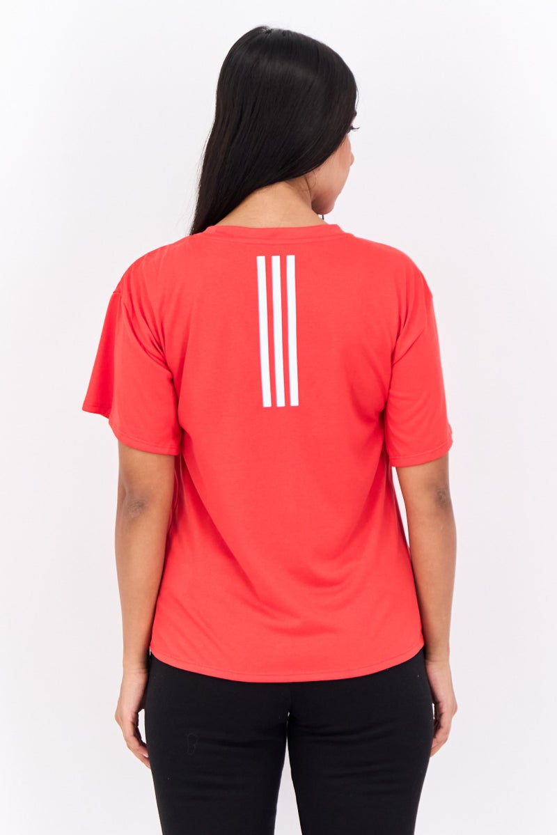 Adidas Women Sportswear Fit Short Sleeves Training T-Shirt, Red - Image 2