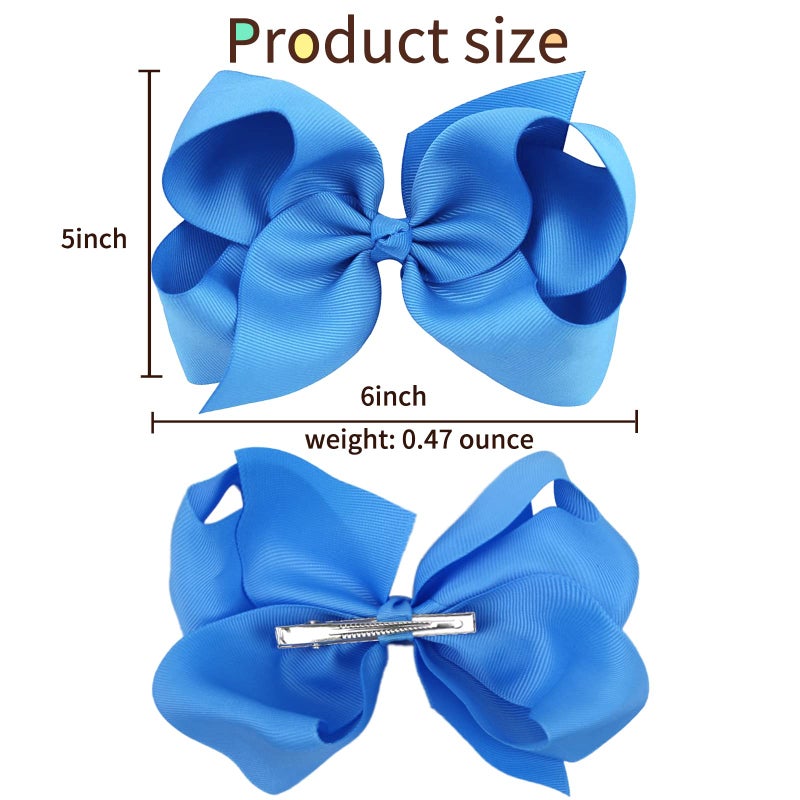 Oaoleer 40Pcs 6" Hair Bows Clips Grosgrain Ribbon Bows Hair Alligator Clips Hair Barrettes Hair Accessories for Baby Girls Infants Toddlers Kids Teens Children (6 Inch) - Image 3