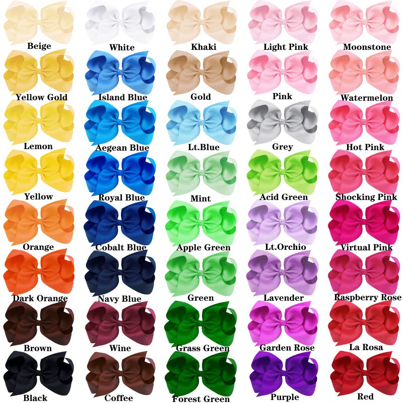 Oaoleer 40Pcs 6" Hair Bows Clips Grosgrain Ribbon Bows Hair Alligator Clips Hair Barrettes Hair Accessories for Baby Girls Infants Toddlers Kids Teens Children (6 Inch) - Image 2