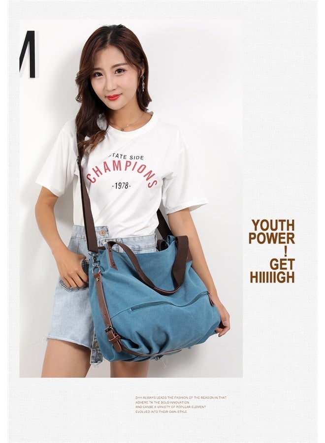 Handbag for Women Satchel Tote Bag Casual Canvas Pouch Handbags Purse Bag-blue  - Image 3