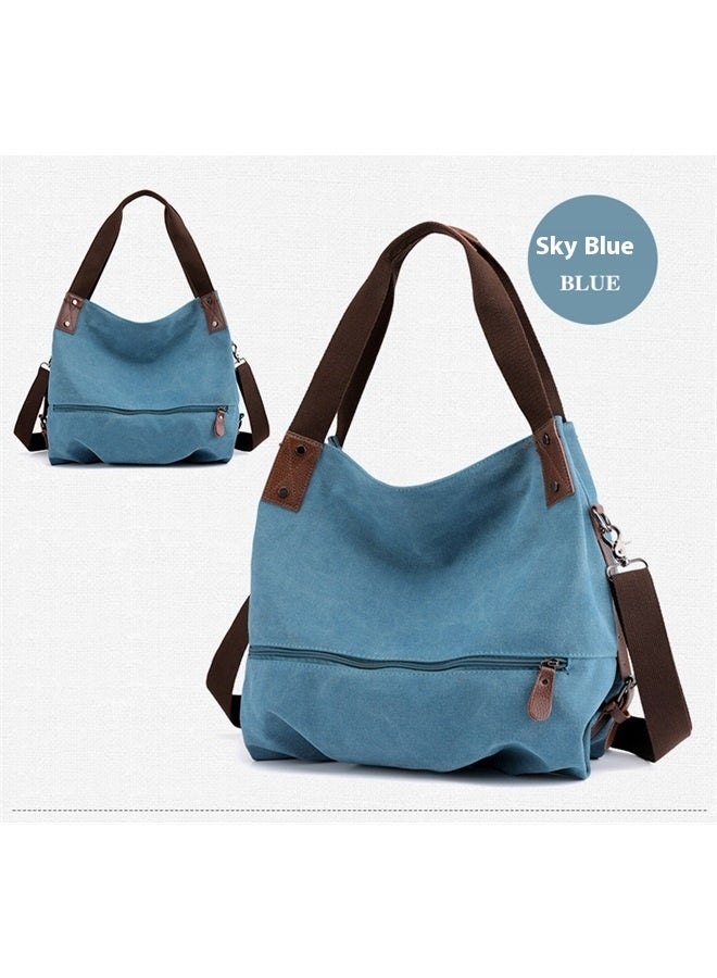 Handbag for Women Satchel Tote Bag Casual Canvas Pouch Handbags Purse Bag-blue  - Image 5