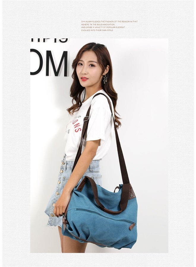 Handbag for Women Satchel Tote Bag Casual Canvas Pouch Handbags Purse Bag-blue  - Image 4