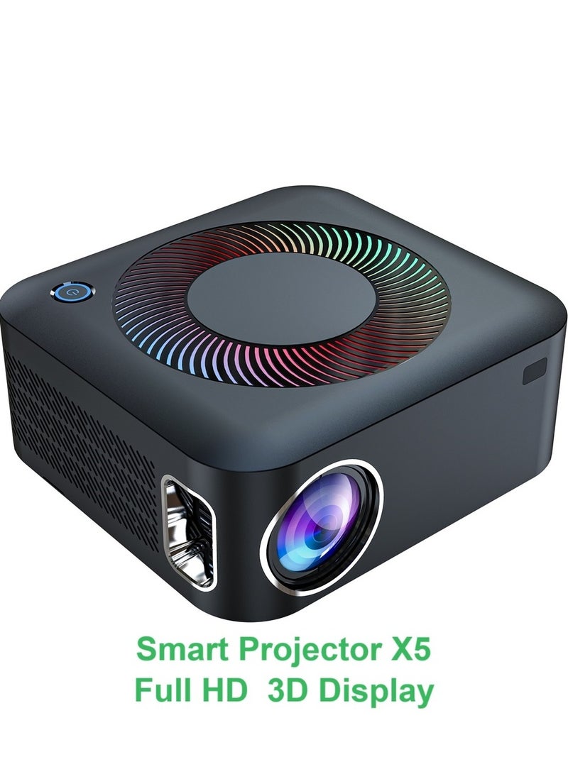 Xnano Smart Projector X5 Full HD Portable Projector 1080P 4K HDR10+Technology / 3D Display / 400Ansi / Unique Speaker Cavities / Multiple Compatible Interfaces HD: Game Machine, TV Box, Laptop; USB: Mouse, Keyboard, U-disk; Earphone: Earphone, Audio Device, Speaker; Ethernet: Network Cable / RAM 2GB+ROM 16GB - Image 1