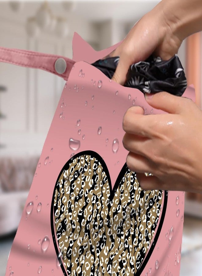 VBCVBGFH 4 Pack Leopard Heart Cute Leopard Wet Bag Waterproof Reusable Wet Dry Bag for Swimsuit Clothes Cloth Diaper Travel Pool Yoga Toiletries Travel Cruises Valentine Day Christmas Camping Beach Essentials - Image 2