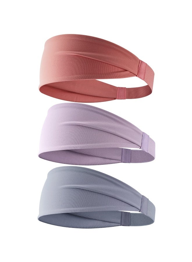Nariele 3 Pcs Headbands for Women, Women's Sport Headband Sweatband for Yoga, Working Out, Travel, Running (Pink, Blue, Purple) - Image 1
