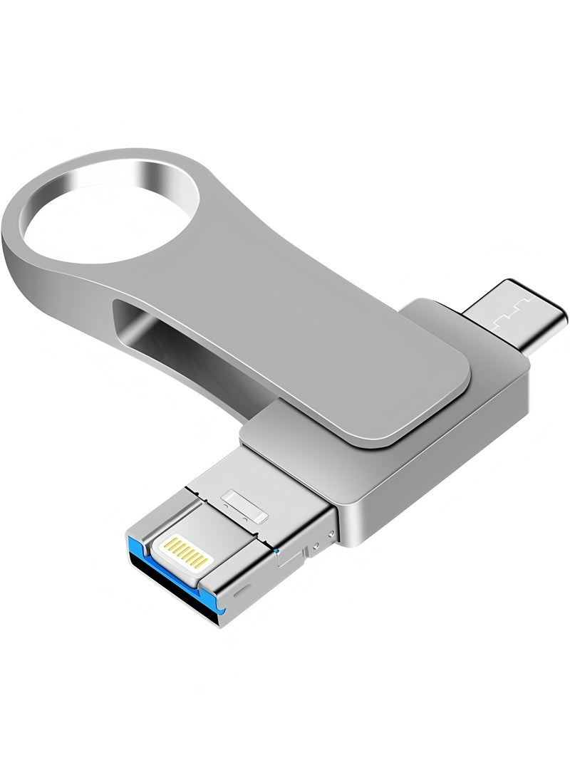 Flyview 2TB USB Flash Drive, 4-in-1 Multi-Port Memory Stick USB 3.0 High Speed Thumb Drives, Photo Storage Memory Stick External Storage Compatible, for Smartphone/Laptop/Android/PC/Mac - Image 1