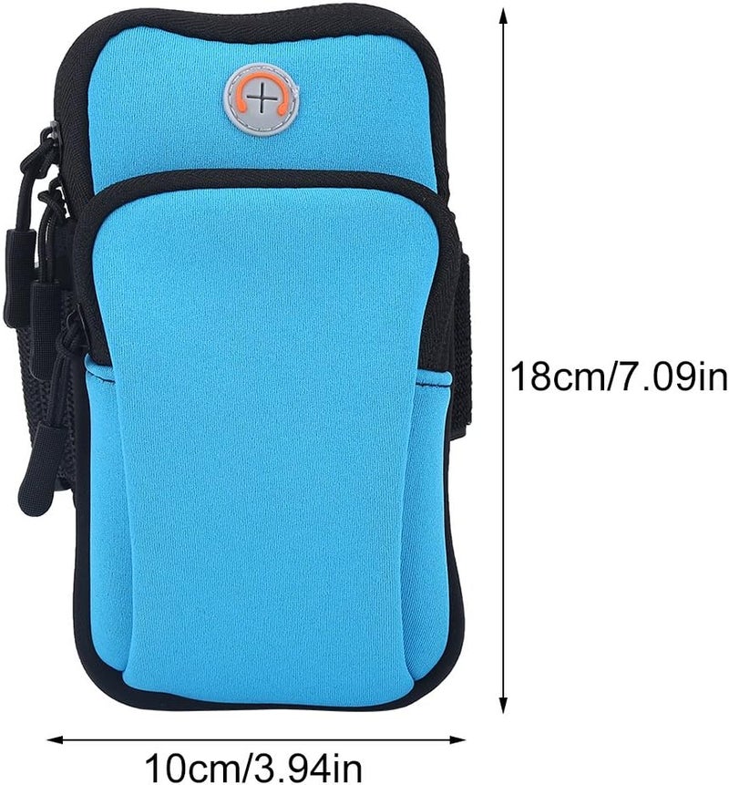 klarako Phone Arm Band Gym Phone Holder, Ideal Running Phone Hold, Waterproof Large Capacity Upper Arm Band, Outdoors Premium Elastic Running Armband for Most Phones(Blue) - Image 4