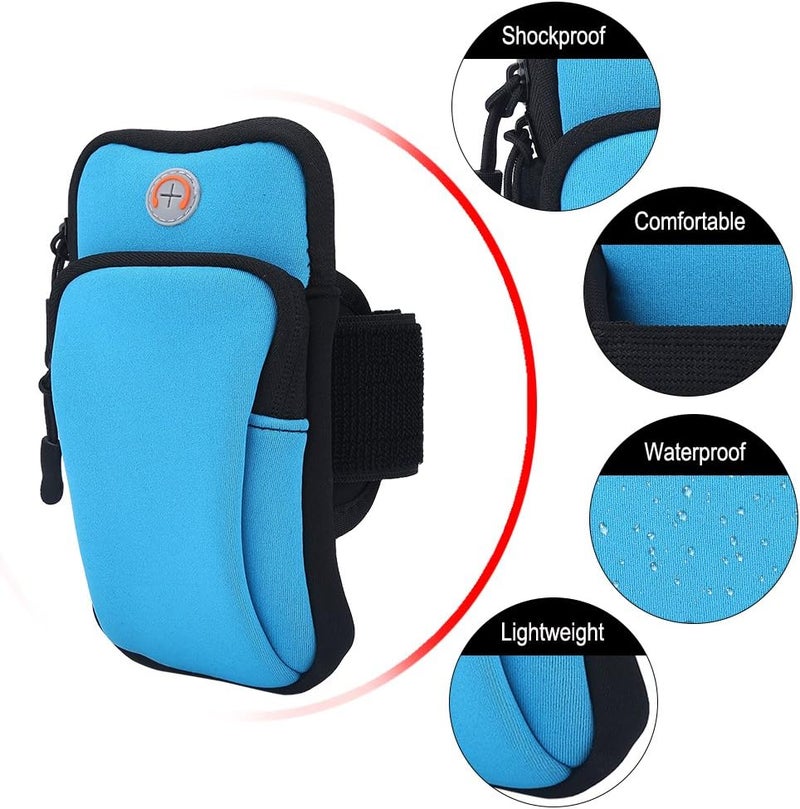 klarako Phone Arm Band Gym Phone Holder, Ideal Running Phone Hold, Waterproof Large Capacity Upper Arm Band, Outdoors Premium Elastic Running Armband for Most Phones(Blue) - Image 1