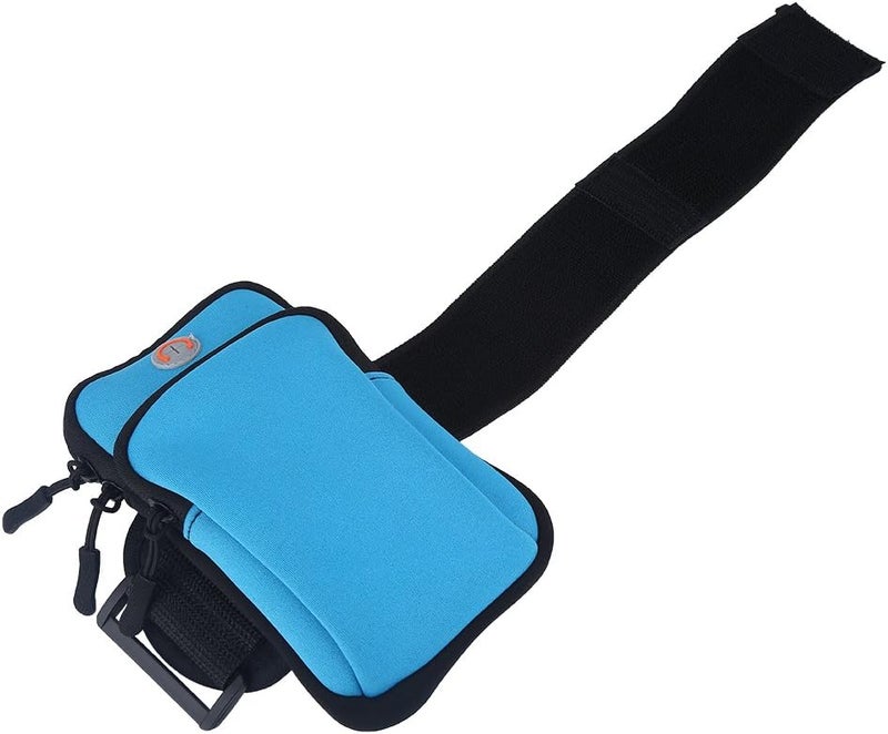 klarako Phone Arm Band Gym Phone Holder, Ideal Running Phone Hold, Waterproof Large Capacity Upper Arm Band, Outdoors Premium Elastic Running Armband for Most Phones(Blue) - Image 5