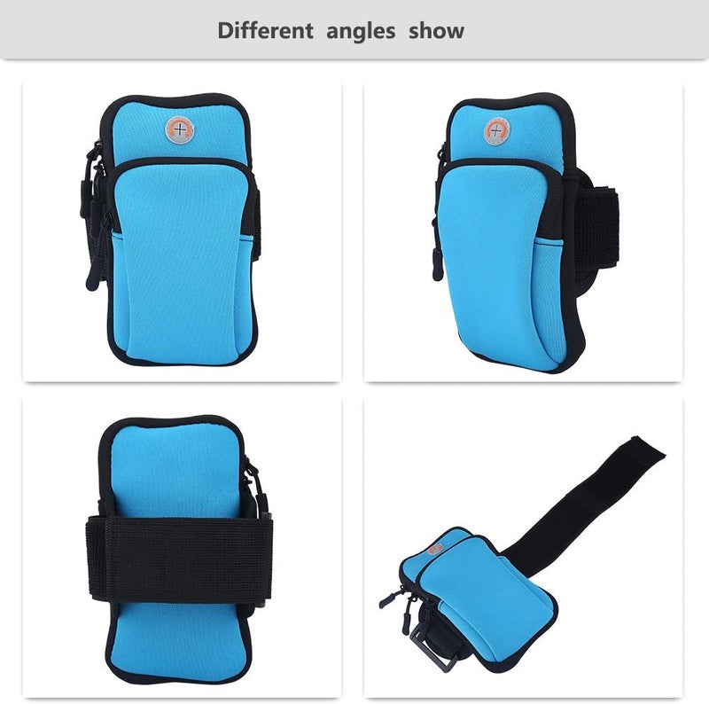 klarako Phone Arm Band Gym Phone Holder, Ideal Running Phone Hold, Waterproof Large Capacity Upper Arm Band, Outdoors Premium Elastic Running Armband for Most Phones(Blue) - Image 2