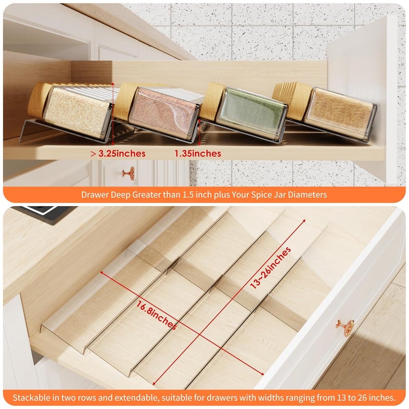 Mugath Spice Rack 8 Tier Spice Rack Drawer Organizers Seasoning Jars Drawers InsertSpice Storage ShelfSeasoning Rack Tray Insert for Cabinet Drawer - Image 4