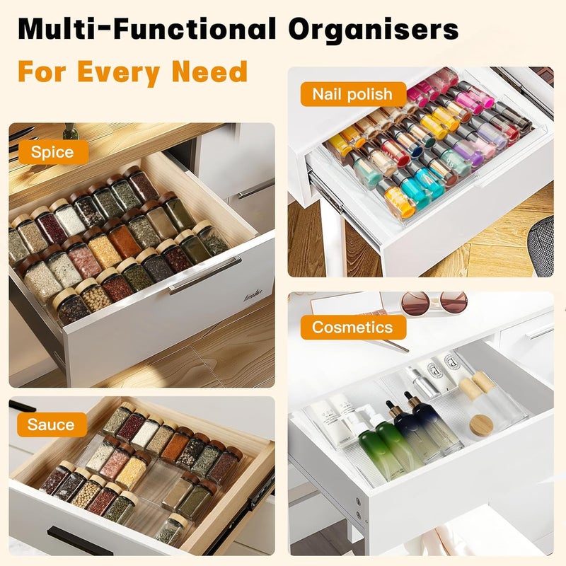 Mugath Spice Rack 8 Tier Spice Rack Drawer Organizers Seasoning Jars Drawers InsertSpice Storage ShelfSeasoning Rack Tray Insert for Cabinet Drawer - Image 3