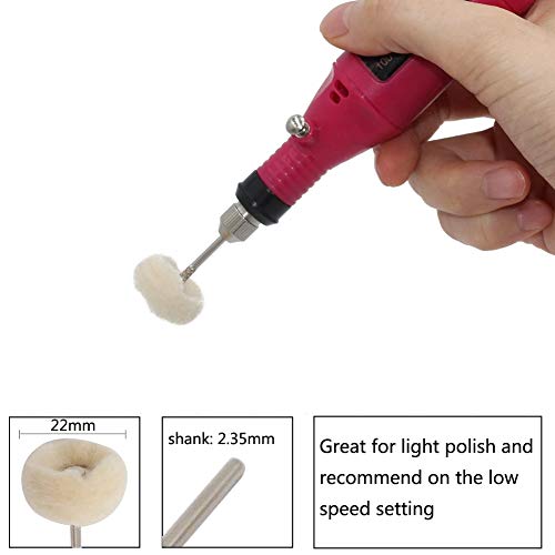 HIPOGT 100 Pcs Polishing Buffing Wheel Set Wool Felt Cotton Mounted 3/32 Shank Buff Wheels Shank Rotary Buffing Tools Accessories - Image 3