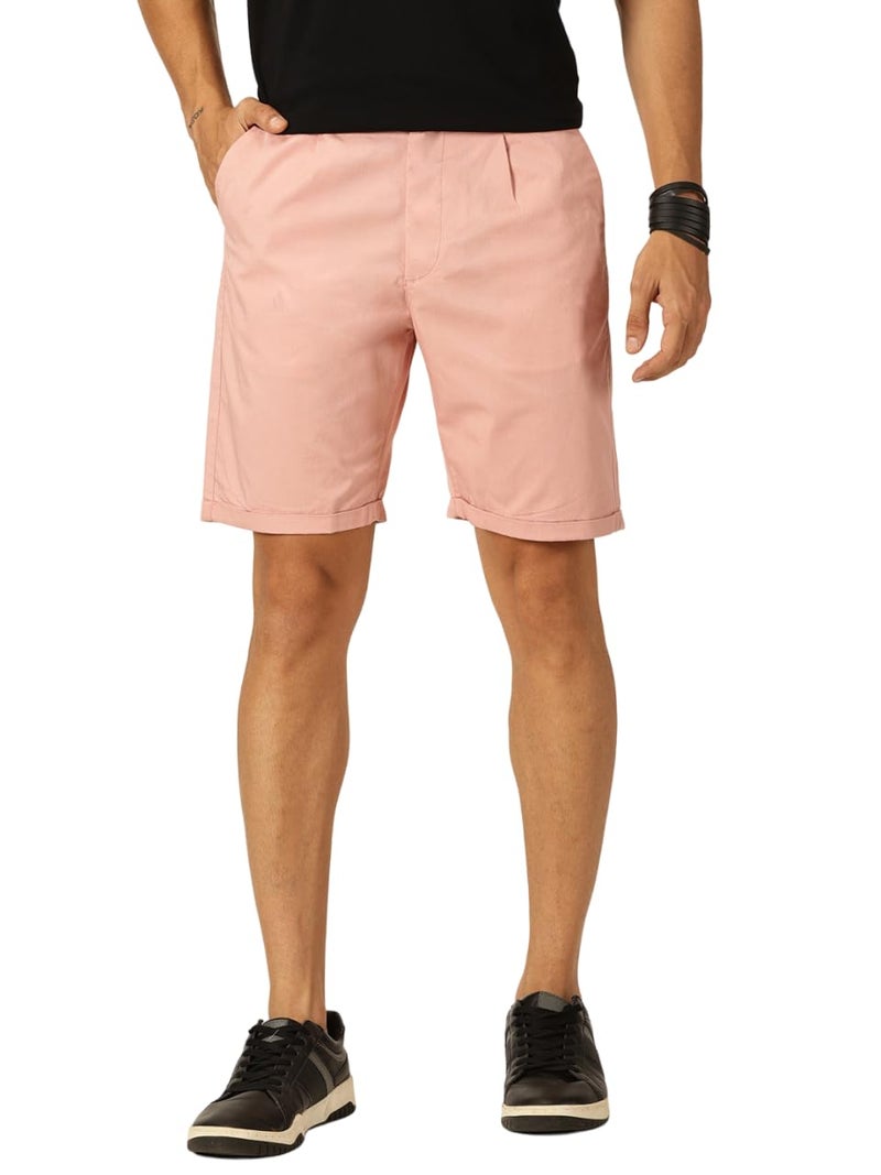 Thomas Scott Men 100% Cotton Smart Chino Shorts (TSS038_Peach, 32) - Image 1