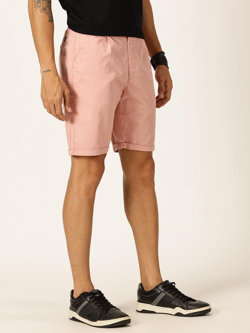 Thomas Scott Men 100% Cotton Smart Chino Shorts (TSS038_Peach, 32) - Image 3