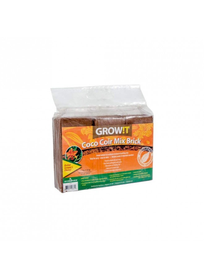 Hydrofarm GROW!T JSCPB - Coco Coir Mix Brick (Pack of 3), Brown - Protects Plants All Year Long, Free from Pathogens and Seeds, Alternative to Potting Soil, Perfect for indoor or outdoor usage - Image 2