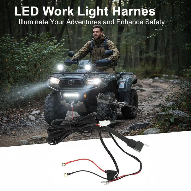 12V LED Work Light Wiring Harness with 16 Gauge Wires and Inline Fuse – High Electrical Conductivity, Durable ABS & Copper, Easy Installation for ATV SUV Pickup - Image 4