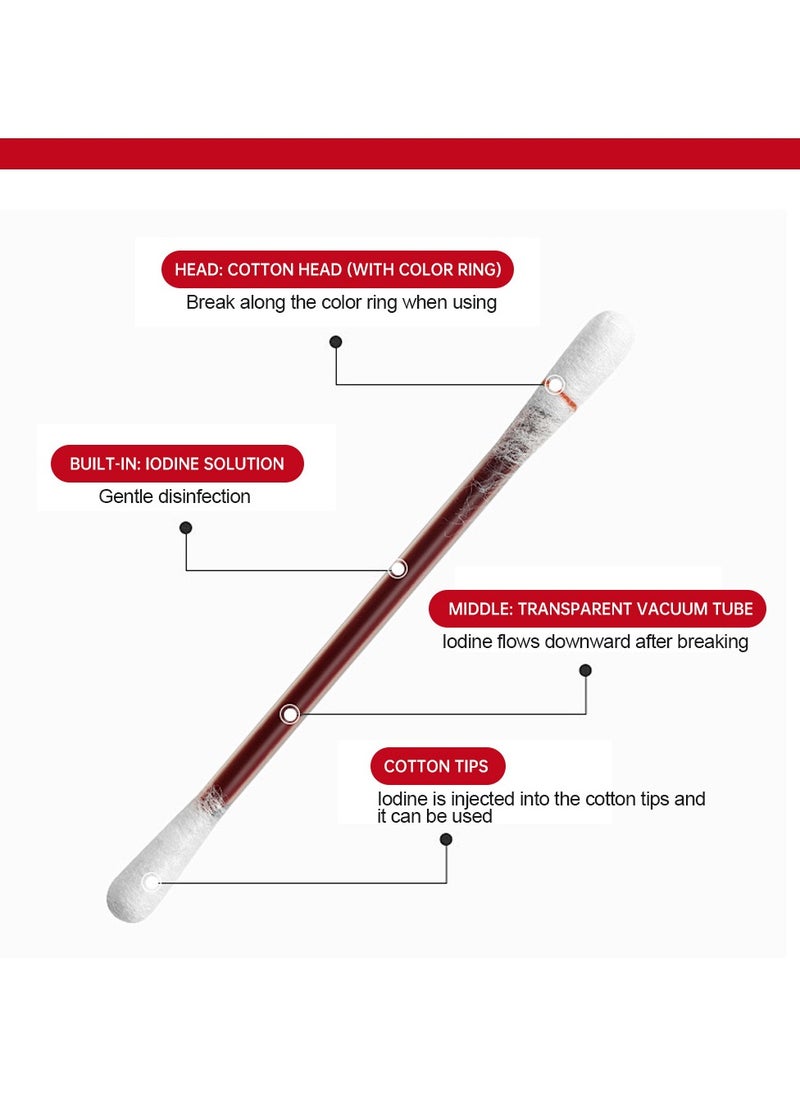 Sumifun - Disposable Iodine Cotton Swabs, Suitable for Home, Travel, and Emergency Disinfection, 50 Count - Image 1