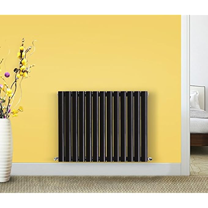 PREMIUM BLACK 600MM X 767MM DOUBLE OVAL COLUMN PANEL DESIGNER RADIATOR CENTRAL HEATING RADIATORS - Image 3