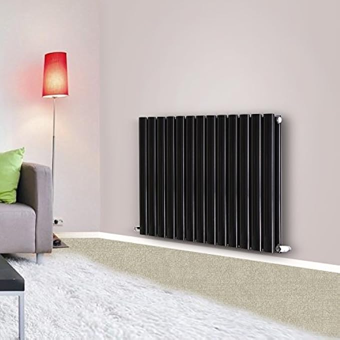 PREMIUM BLACK 600MM X 767MM DOUBLE OVAL COLUMN PANEL DESIGNER RADIATOR CENTRAL HEATING RADIATORS - Image 2