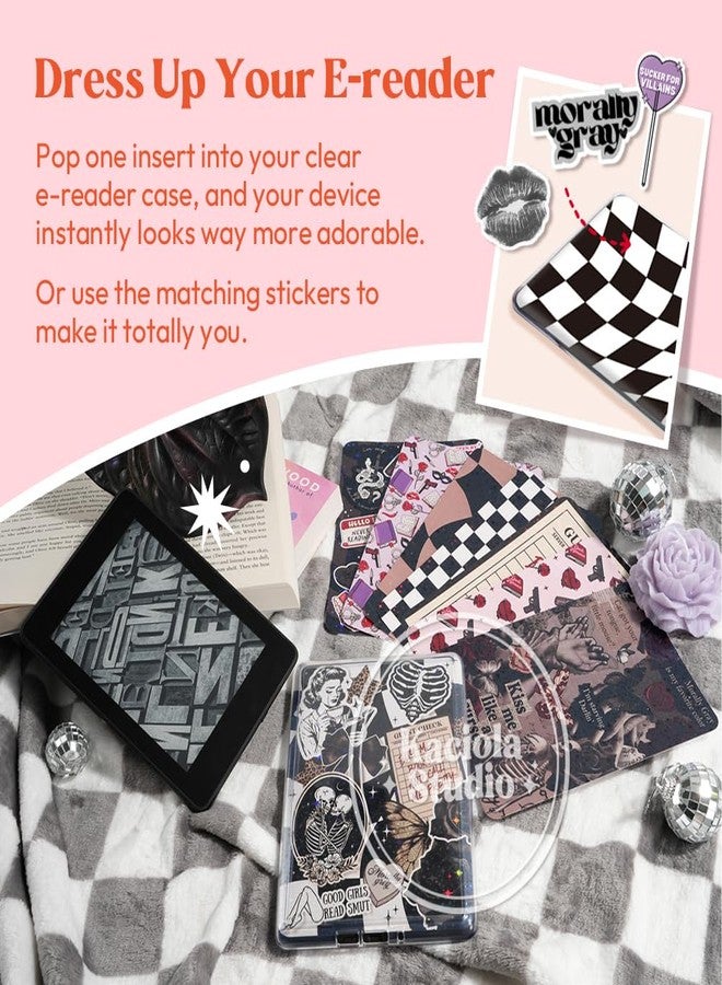 Kaciola 12PCS Inserts Cardstock for E-Reader, 50PCS Stickers for Clear Case Insert, 6.2"x4.3" Dark Romance Theme Inserts Compatible with E-Reader Basic, Gifts for Booklovers - Image 2