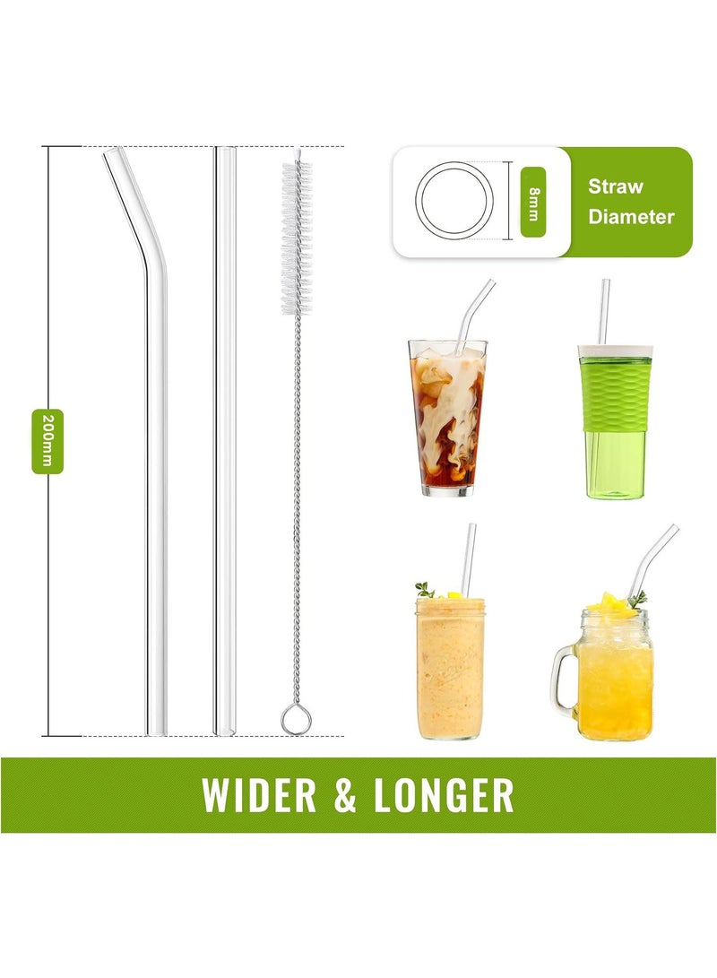 FASHION HOME شفاطات زجاجية شفافة قابلة لإعادة الاستخدام ومقاومة للكسر، 3 شفاطات مستقيمة و3 منحنية مع فرشتي تنظيف - Image 2