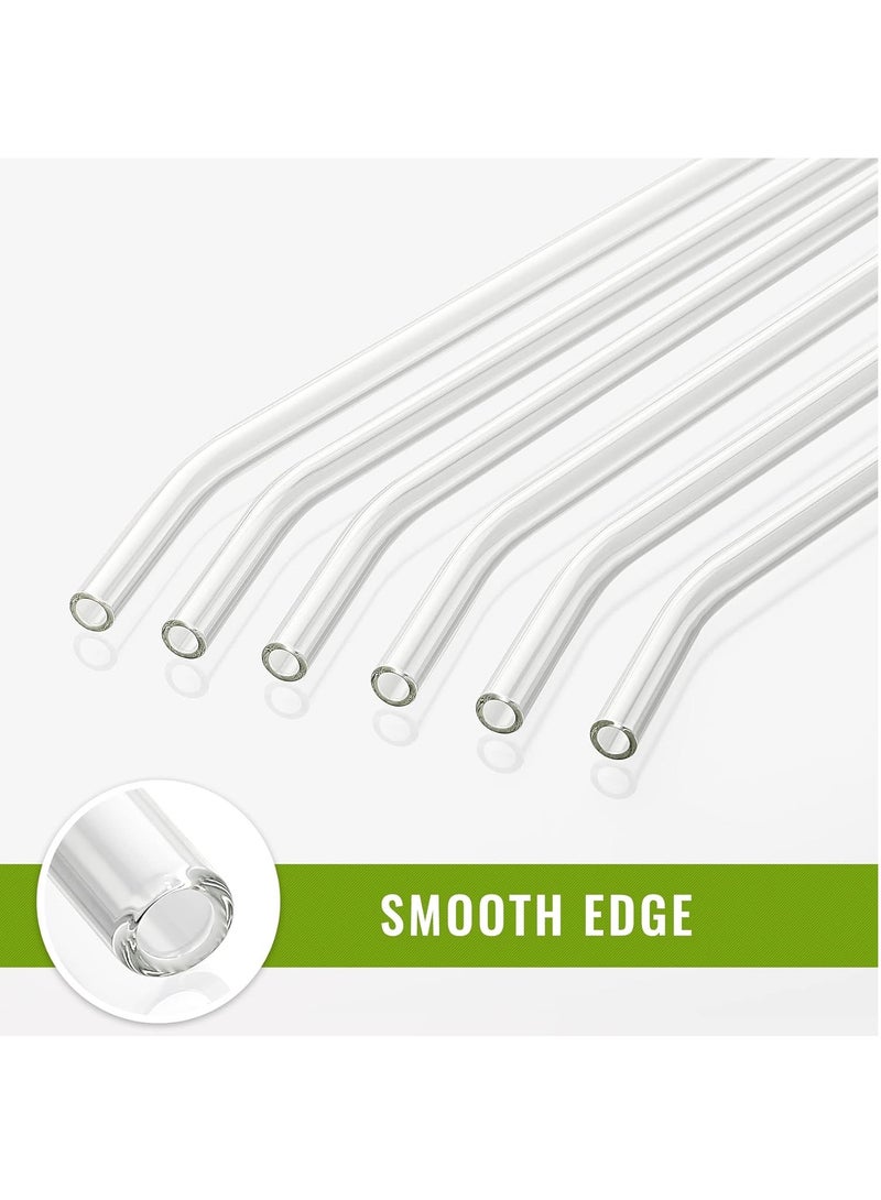 FASHION HOME شفاطات زجاجية شفافة قابلة لإعادة الاستخدام ومقاومة للكسر، 3 شفاطات مستقيمة و3 منحنية مع فرشتي تنظيف - Image 4