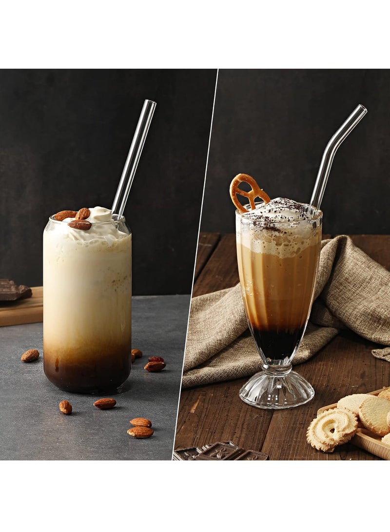 FASHION HOME شفاطات زجاجية شفافة قابلة لإعادة الاستخدام ومقاومة للكسر، 3 شفاطات مستقيمة و3 منحنية مع فرشتي تنظيف - Image 5