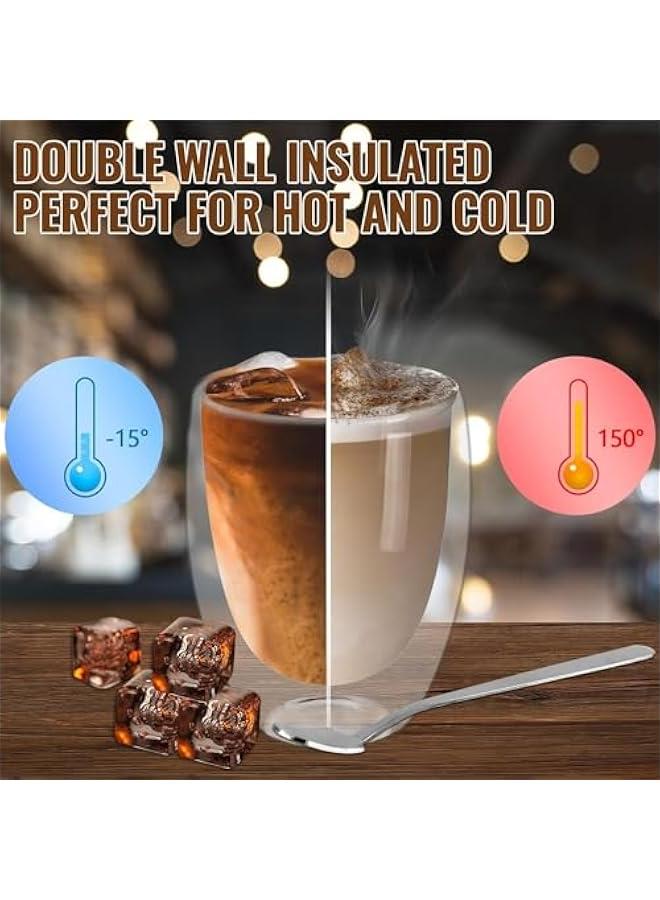 هوكور LukRosey Double Walled Glass Coffee Mugs 6pc/350ML, LukRosey Large Insulated Layer Coffee Cups, Clear Borosilicate Mugs, Perfect for Cappuccino, Tea, Latte, Espresso, Wine (6 glasses)  - Image 2