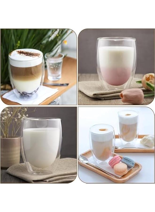 هوكور LukRosey Double Walled Glass Coffee Mugs 6pc/350ML, LukRosey Large Insulated Layer Coffee Cups, Clear Borosilicate Mugs, Perfect for Cappuccino, Tea, Latte, Espresso, Wine (6 glasses)  - Image 3