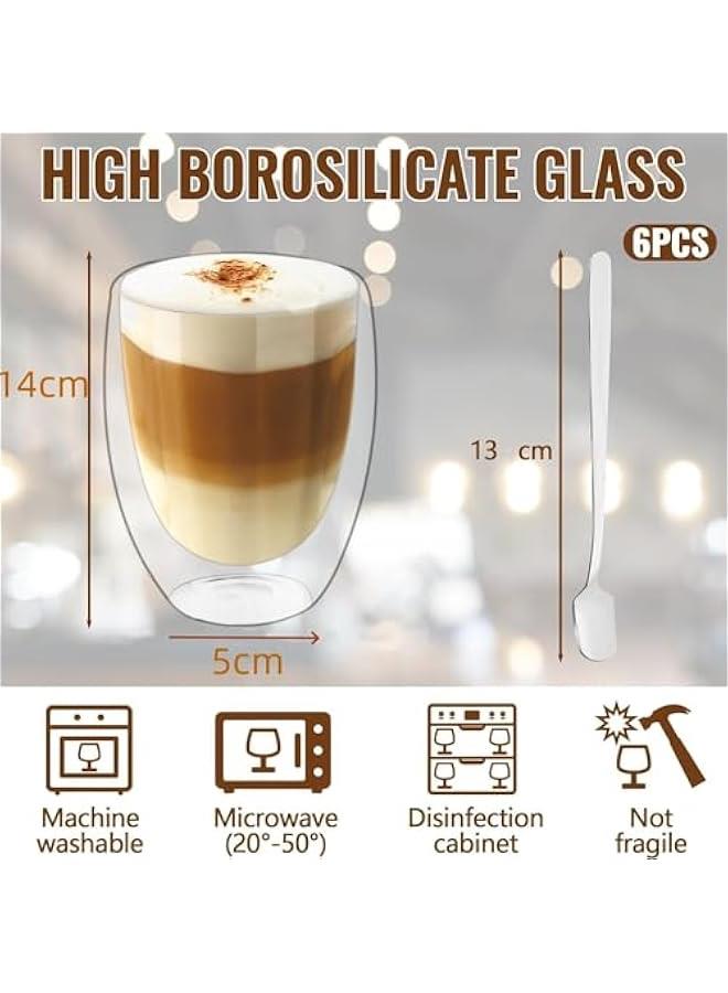 هوكور LukRosey Double Walled Glass Coffee Mugs 6pc/350ML, LukRosey Large Insulated Layer Coffee Cups, Clear Borosilicate Mugs, Perfect for Cappuccino, Tea, Latte, Espresso, Wine (6 glasses)  - Image 4