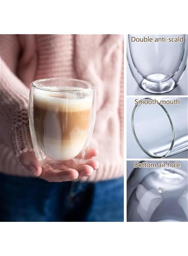هوكور LukRosey Double Walled Glass Coffee Mugs 6pc/350ML, LukRosey Large Insulated Layer Coffee Cups, Clear Borosilicate Mugs, Perfect for Cappuccino, Tea, Latte, Espresso, Wine (6 glasses)  - Image 5