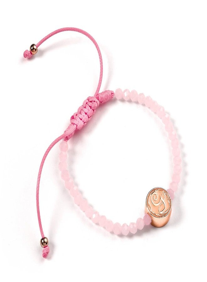 WICKED Glinda Rose Quartz Adjustable Friendship Bracelet Featuring G Initial - Pink, One Size, Zinc alloy - 93% zinc + 3% copper + 4% aluminum/Quartz, No Gemstone - Image 1