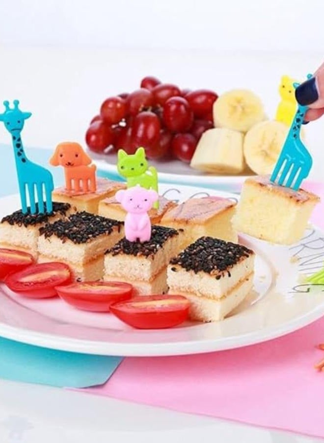 مجموعة شوكة فاكهة كرتونية لطيفة على شكل حيوان صغير آمن للأطفال، 10 قطع - Image 4