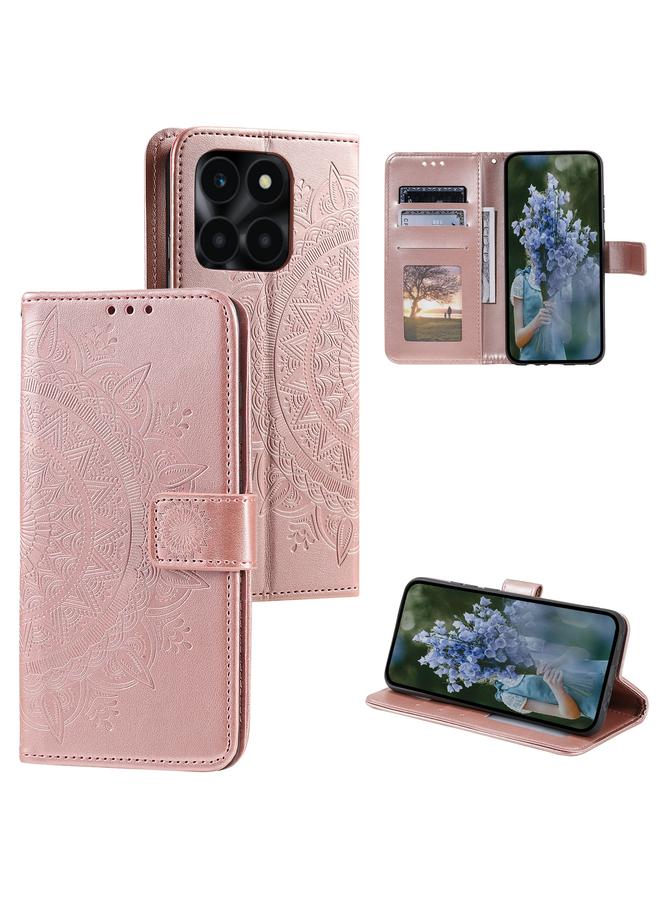 S-TOP Case For Honor X6b 4G Global Totem Flower Embossed Leather Phone Case with Lanyard - Image 1