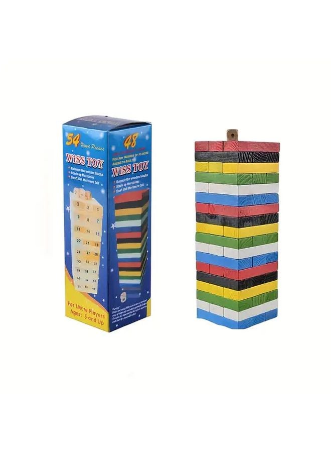 Multicolored 3D Blocks Tower Building Chessboard Educational Toy for Kids Ages 3 - Image 1