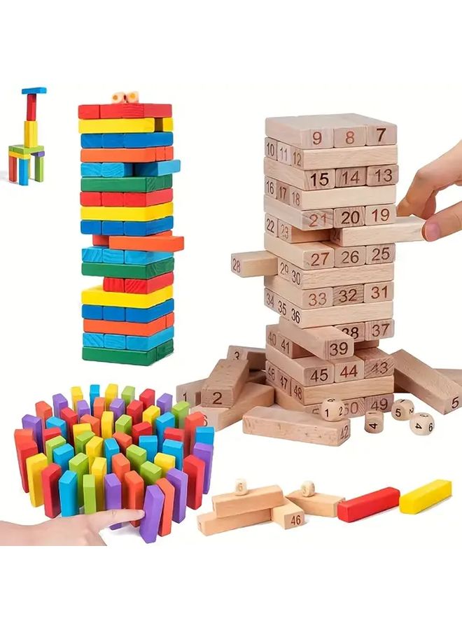 Multicolored 3D Blocks Tower Building Chessboard Educational Toy for Kids Ages 3 - Image 2