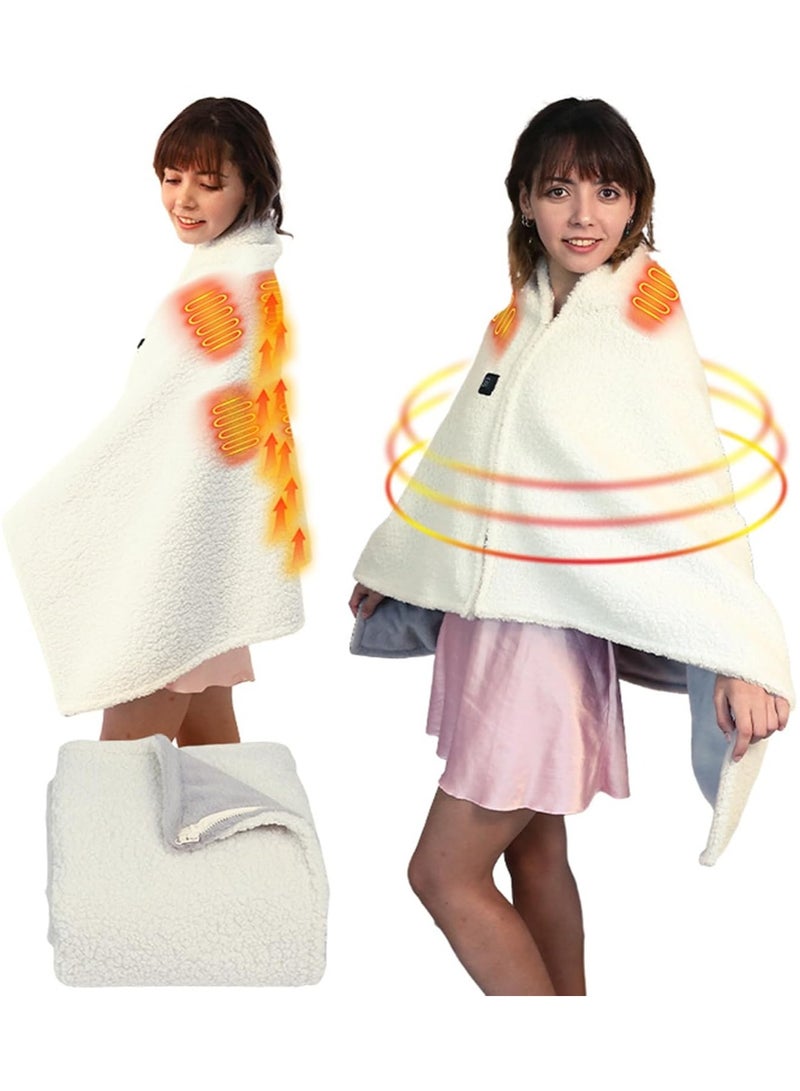 general Electric Heating Blanket Long and Warm Fleece Heating Shawl USB Fast Heating Winter Heater Warm Shawl with Zipper Coral Fleece Plush Portable - Image 1