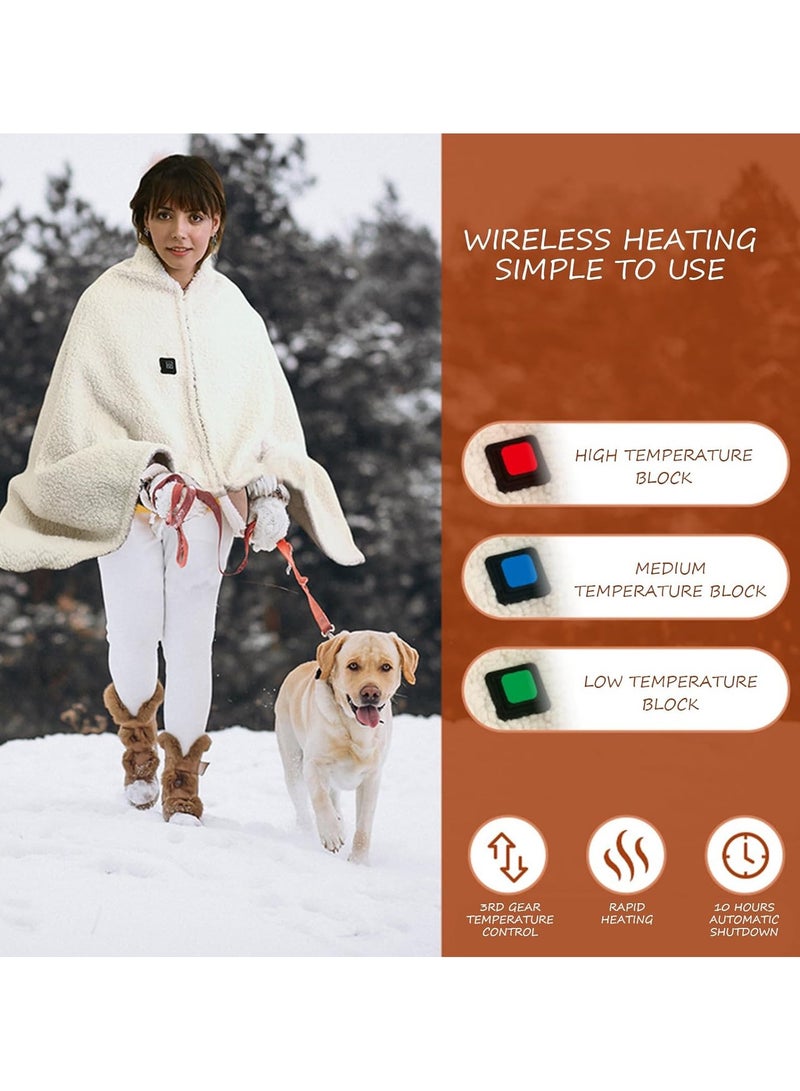 general Electric Heating Blanket Long and Warm Fleece Heating Shawl USB Fast Heating Winter Heater Warm Shawl with Zipper Coral Fleece Plush Portable - Image 3