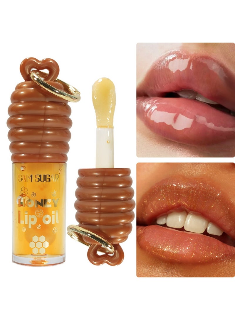 SAM SUGAR Honey Lip Oil, No-Sticky Gloss Lip Balm Lip Care, Moisturizing Hydrating And Nourishing Lips for Moisturized Shiny Lips(01#) - Image 1