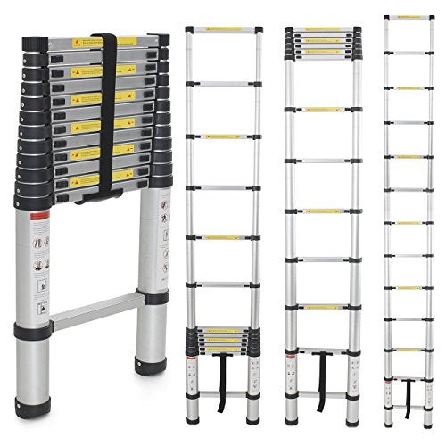 Inditradition 26.5 Feet (8 Meter) Foldable Aluminium Telescopic Ladder (18 Steps, 21 KG, Silver) | EN131 Certified, Compact & Portable Extension Ladder for Indoor & Outdoor Use - Image 2
