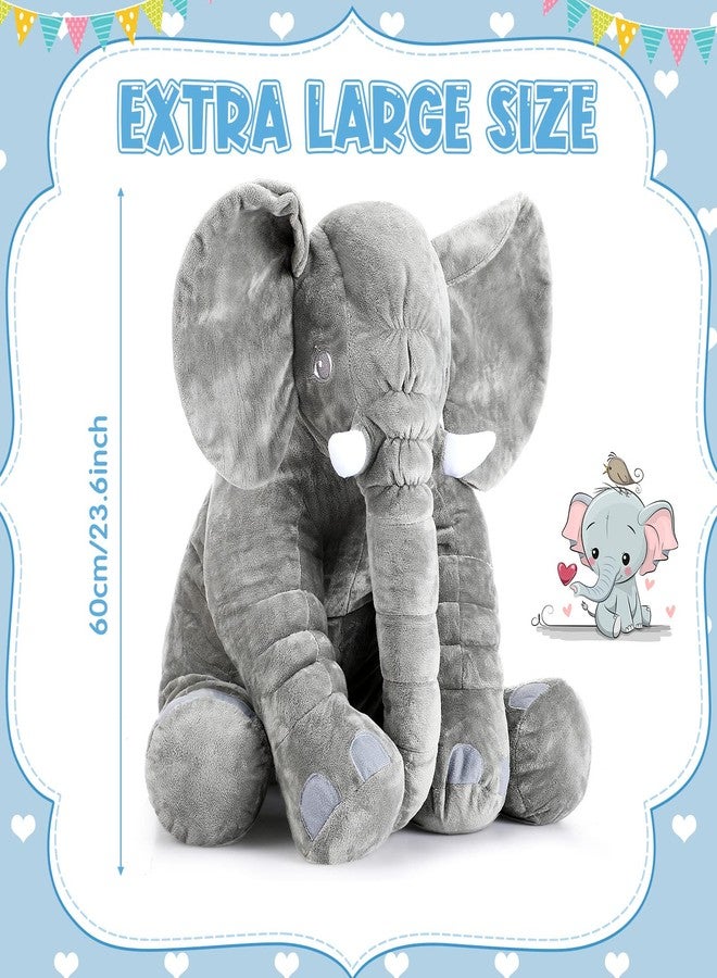 Yulejo Giant Stuffed Elephant Plush Animal Toy Large Soft Stuffed Animal Party Favor Huge Gray Elephant Plush Doll for Kids Girlfriend Home Decor(23.6 Inch) - Image 3