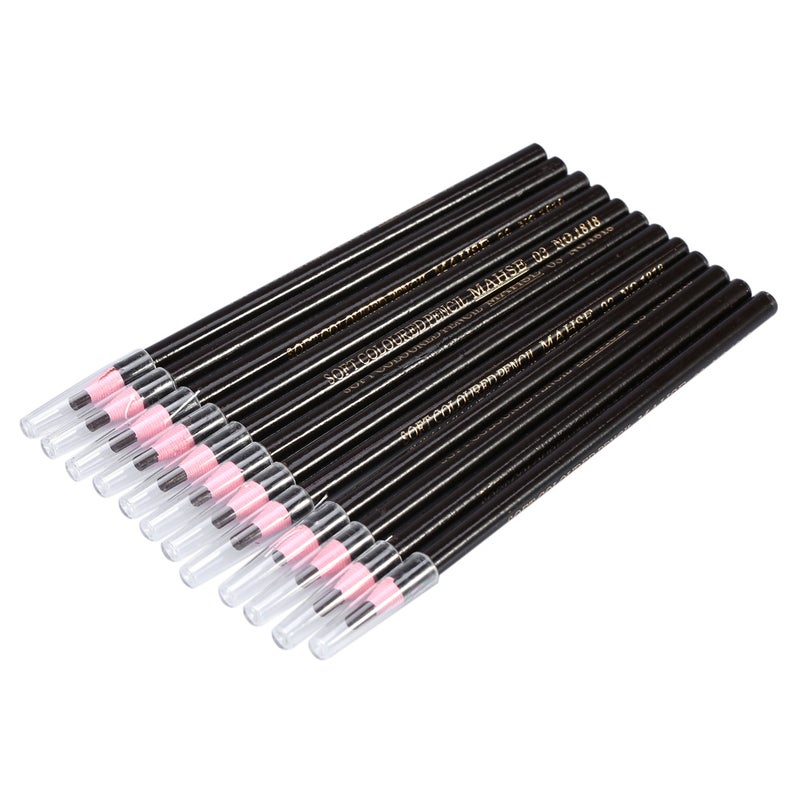 12Pcs/Set Fashion Eyebrow Tattoo Pen Longlasting Eye Brow Pencil Makeup Tool Coffee - Image 2