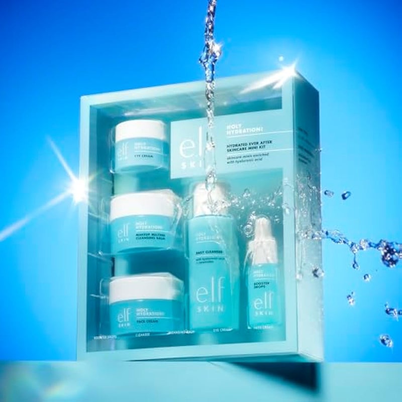 elf e.l.f. SKIN Hydrated Ever After Skincare Mini Kit, Cleanser, Makeup Remover, Moisturiser & Eye Cream For Hydrating Skin, Airplane-Friendly Sizes - Image 2