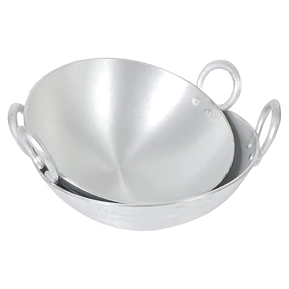 VOMI Aluminum Kadhai with Handle for Cooking 3 Litter and 4 Litter Combo Pack of 2 Pieces - Image 1